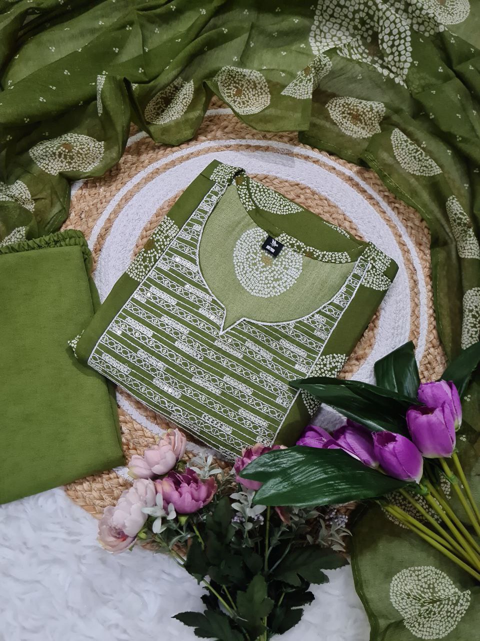 Premium Ethnic Kurti Palazzo Dupatta Combo