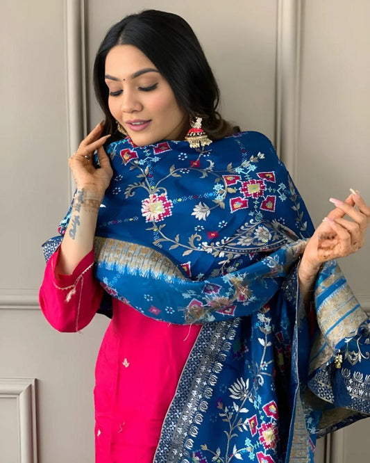Top Fabric: Pv Chanderi With Sequence Coding Embroidery Work