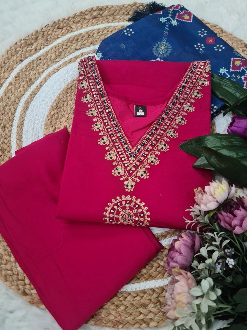 Top Fabric: Pv Chanderi With Sequence Coding Embroidery Work