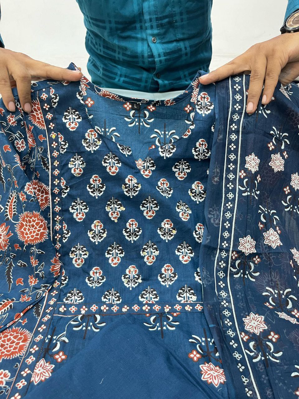 Cambric Cotton Kurti Pant Dupatta Set