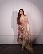 Fabric Sequence Embroidered Work Flared Top and Pant With Dupatta