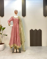Fabric Sequence Embroidered Work Flared Top and Pant With Dupatta
