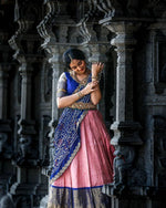 Kanchi Pattu Lehenga Choli Paired with CutWork Bandhani