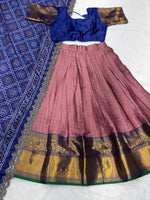 Kanchi Pattu Lehenga Choli Paired with CutWork Bandhani