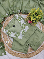 Bitalian Fabric Fully Stitched Top-Bottom & Chanderi Dupatta With Embroidery Work